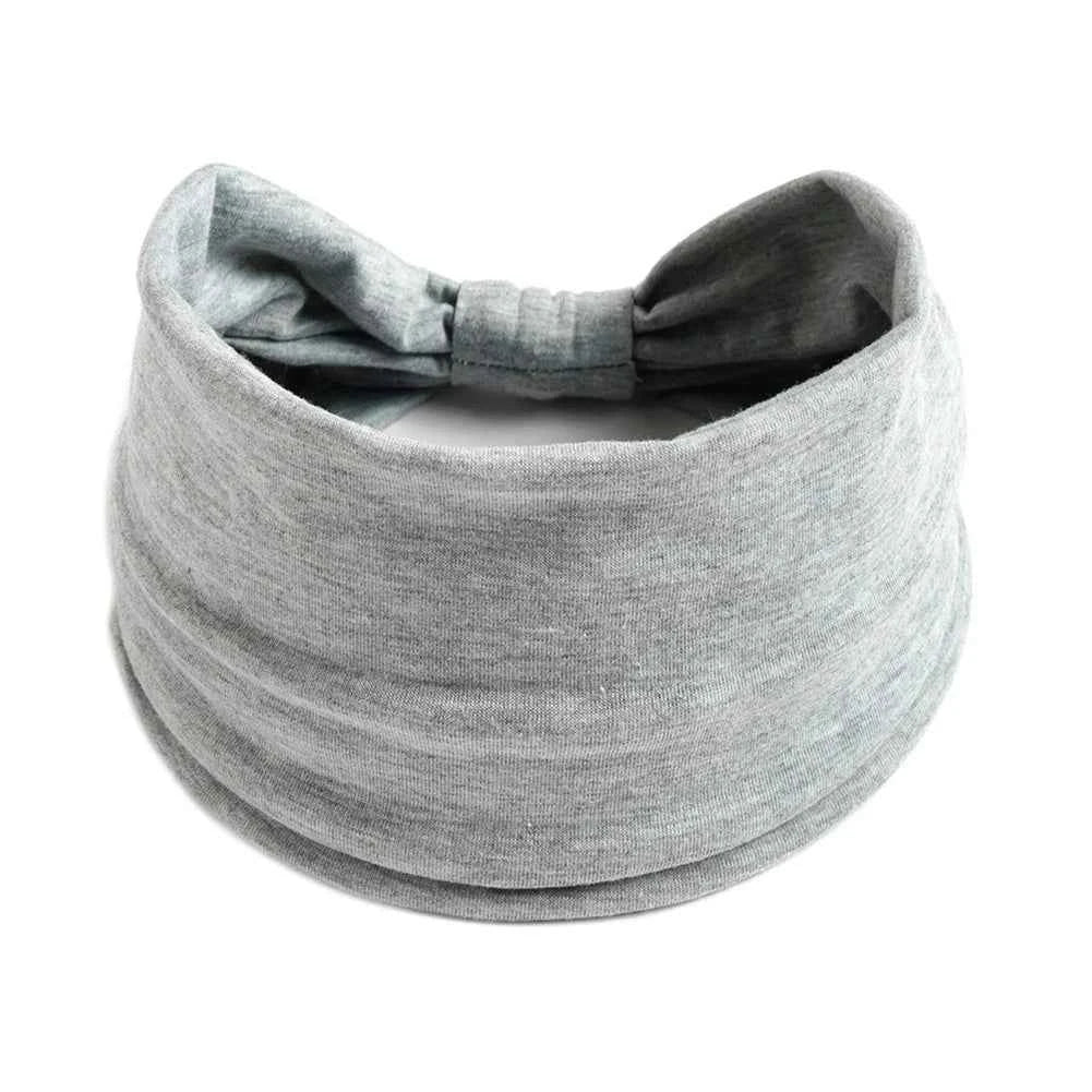Women’s Solid Color Turban Headwrap – Soft Cotton Knot Headband Elastic Wide Hair Band for Yoga & Daily Wear