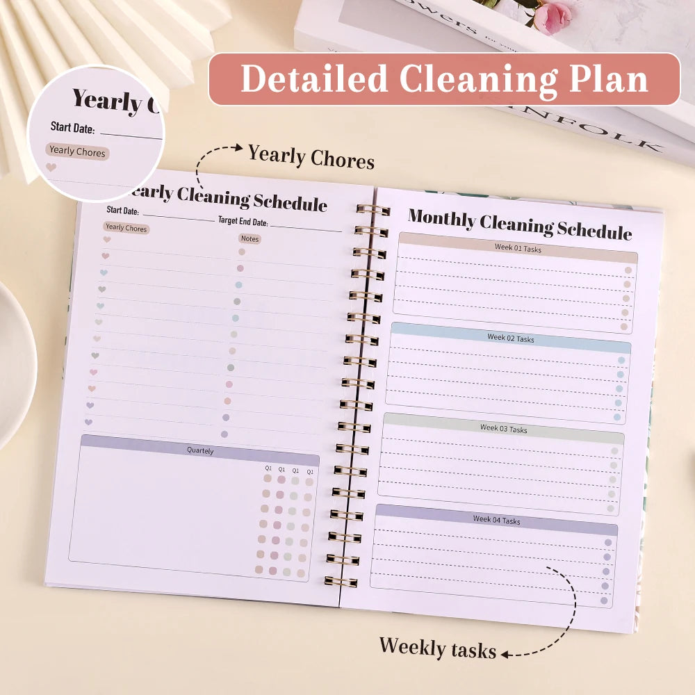 60-Sheet Undated Household Planner – Daily, Weekly & Monthly Cleaning Schedule