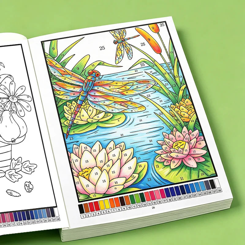 Color by Number Book for Adults – 32-Page Floral, Mandala & Wildlife Coloring