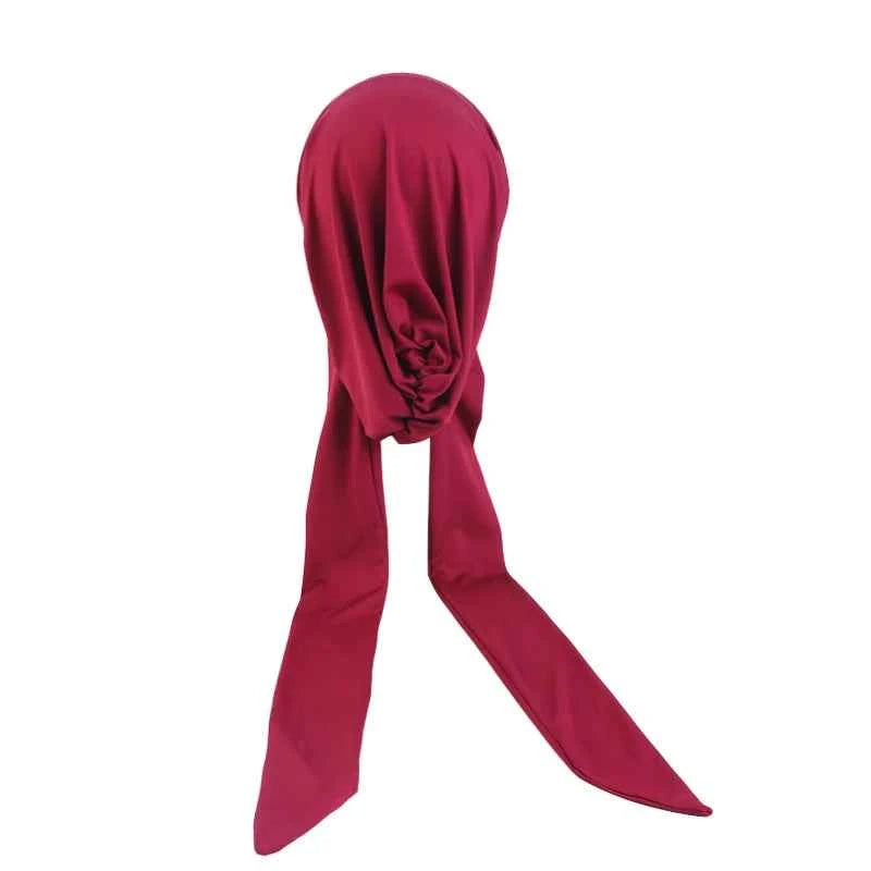 2PCS Pre-Tie Muslim Turban – Elastic Ribbon Head Scarf & Fashion Beanie for Women