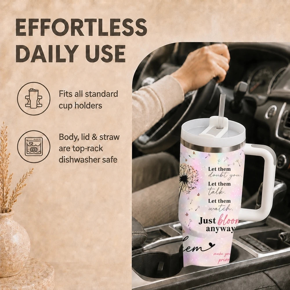 40oz Butterfly Dandelion Tumbler – Stainless Steel Insulated Travel Mug