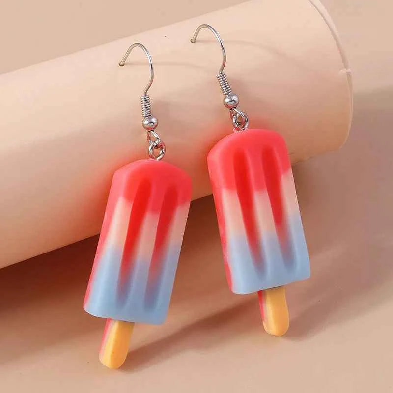 Aihua New In Cute Resin Funny Food Earrings Sweet Simulation Popsicle Earrings Girl Kids Jewelry Gifts