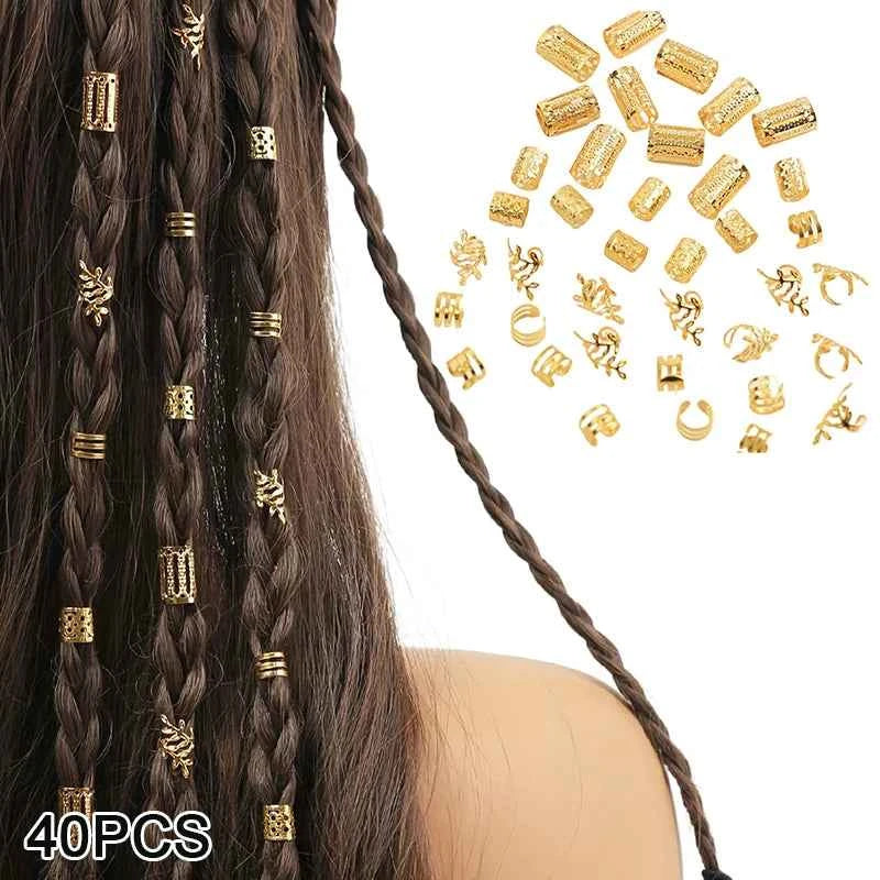 Dreadlock Hair Rings Adjustable Cuffs Clip Hair Braids Dirty Braids Bead Hairpin Hair Accessories Headwear For Women Girls