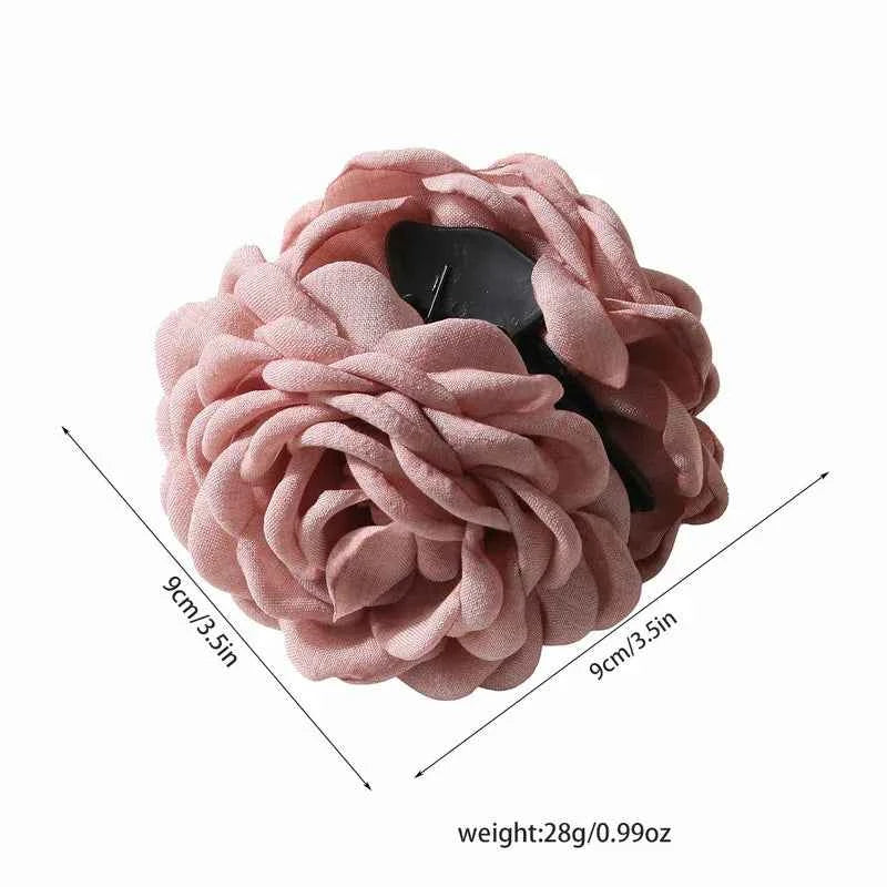 French Romantic Rose Flower Hair Clip Women Elegant Large Shark Clip Hair Claw Ponytail Barrettes Girl Hair Accessories Headwear