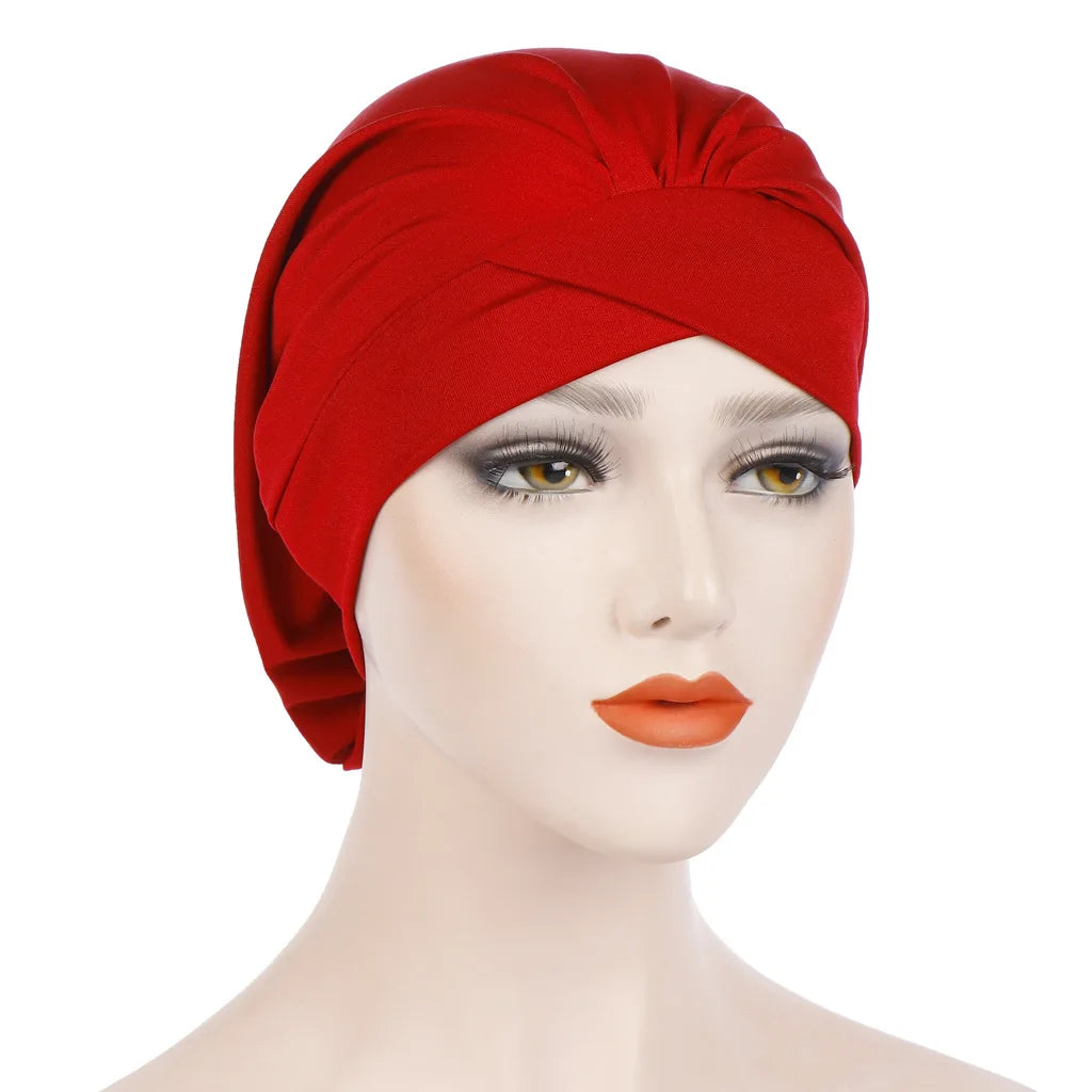 1PC Women Turban Hat Elastic Hijab with Beads Cancer Chemo Cap Head Wrap for Hair Loss