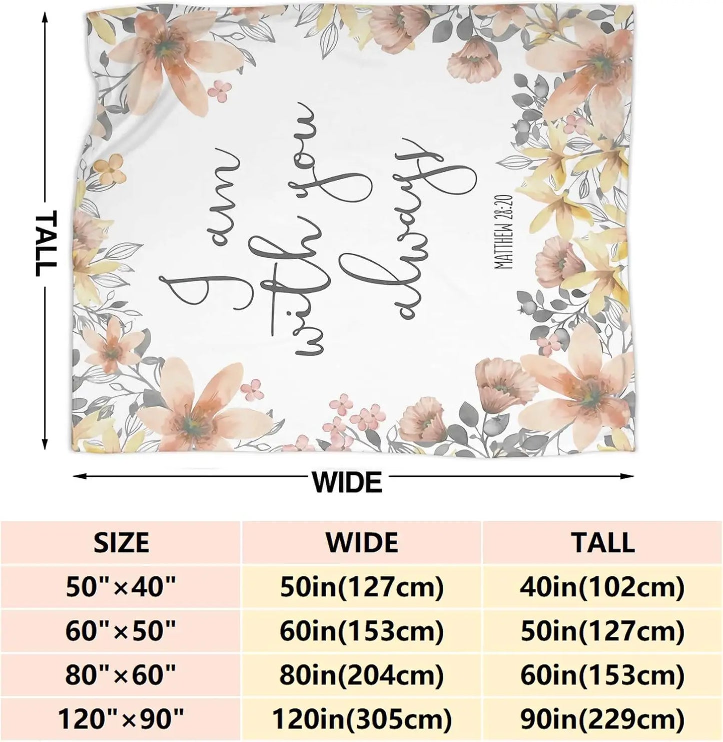 “I Am With You Always” Bible Verse Blanket – Soft Christian Fleece Throw