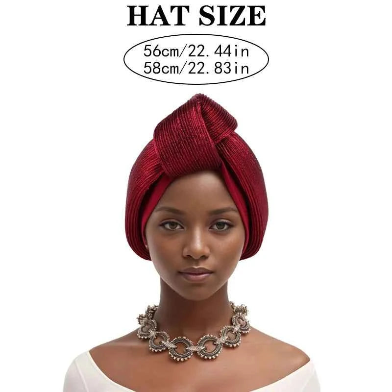 Fashion Women Top Knotted Turban Cap Female Bandana Headscarf Hat African Head Wraps Wedding Party Lady Headwear Bonnet