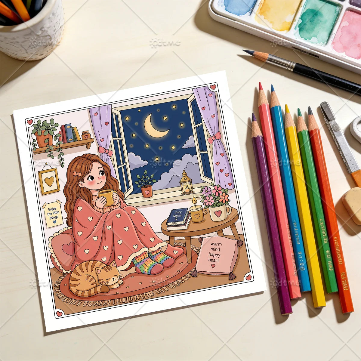Healing Girl Coloring Book for Adults & Teens – Cute Stress Relief Coloring