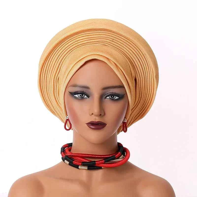 2025 Sequins Turban Chemo Cap for Women Ready to Wear African Auto Gele Headtie Nigeria Wedding Geles Female Head Wrap Headpiece