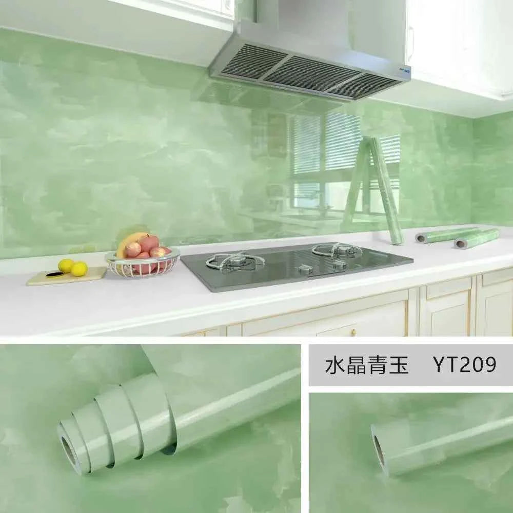 10M x 80CM Marble Self Adhesive Wallpaper Waterproof Oil Proof Kitchen Stickers Thermostability Decorative Film Home Decor