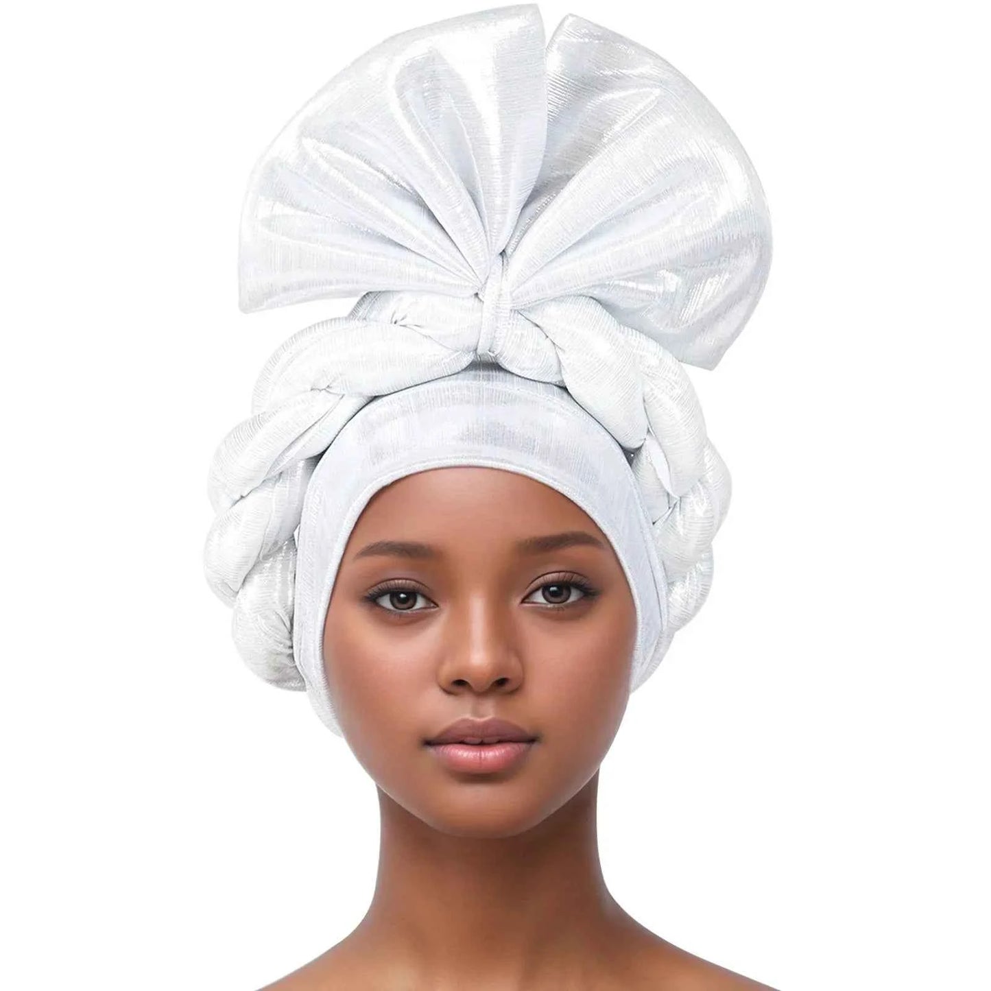 African Lady Head Wraps Nigeria Autogele Headtie Wedding Party Headgear Turbante Mujer Exaggerated Bow Turban Cap for Women