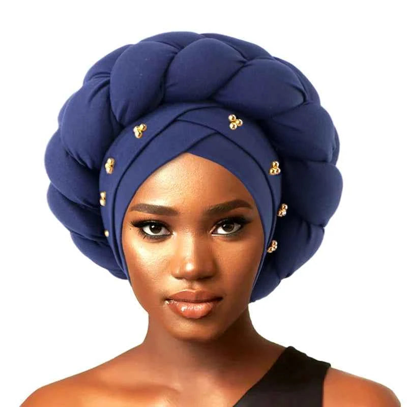 Women's Braid Turban Caps Muslim Headwear Headscarf Bonnet Female Head Wraps African Indian Hat Turbante Mujer Hair Accessories