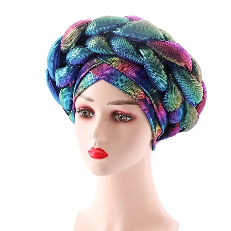 Women Braid Turbans Latest African Headtie Ladies Sequin Head Wraps African Aso Oke Winter Headtie Negerian Wedding Gele Caps