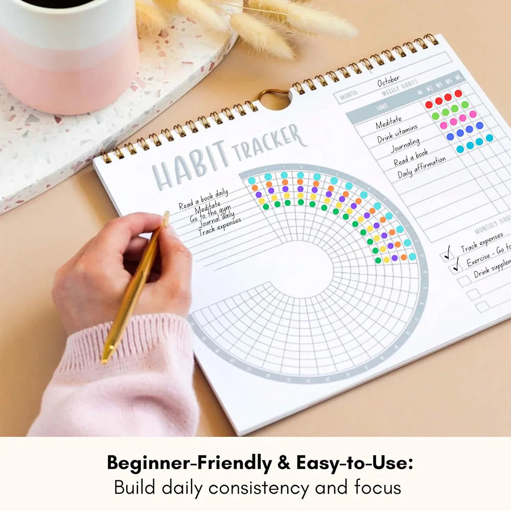 12-Month Habit Tracker Journal – Undated Goal Planner & Weekly Habit Calendar