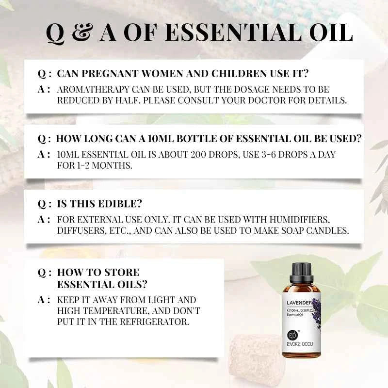 EVOKE OCCU100ML Essential Oils, Lavender Vanilla Eucalyptus Jasmine Rose Mint Oil for Diffuser, Humidifier, Scented Candle, Soap - NamafadStore