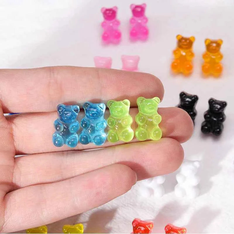 Cute Gummy Bear Stud Earrings for Women Candy Colors Animal Dangle Earrings Brincos Femme Girls Party Holiday Jewelry Gifts
