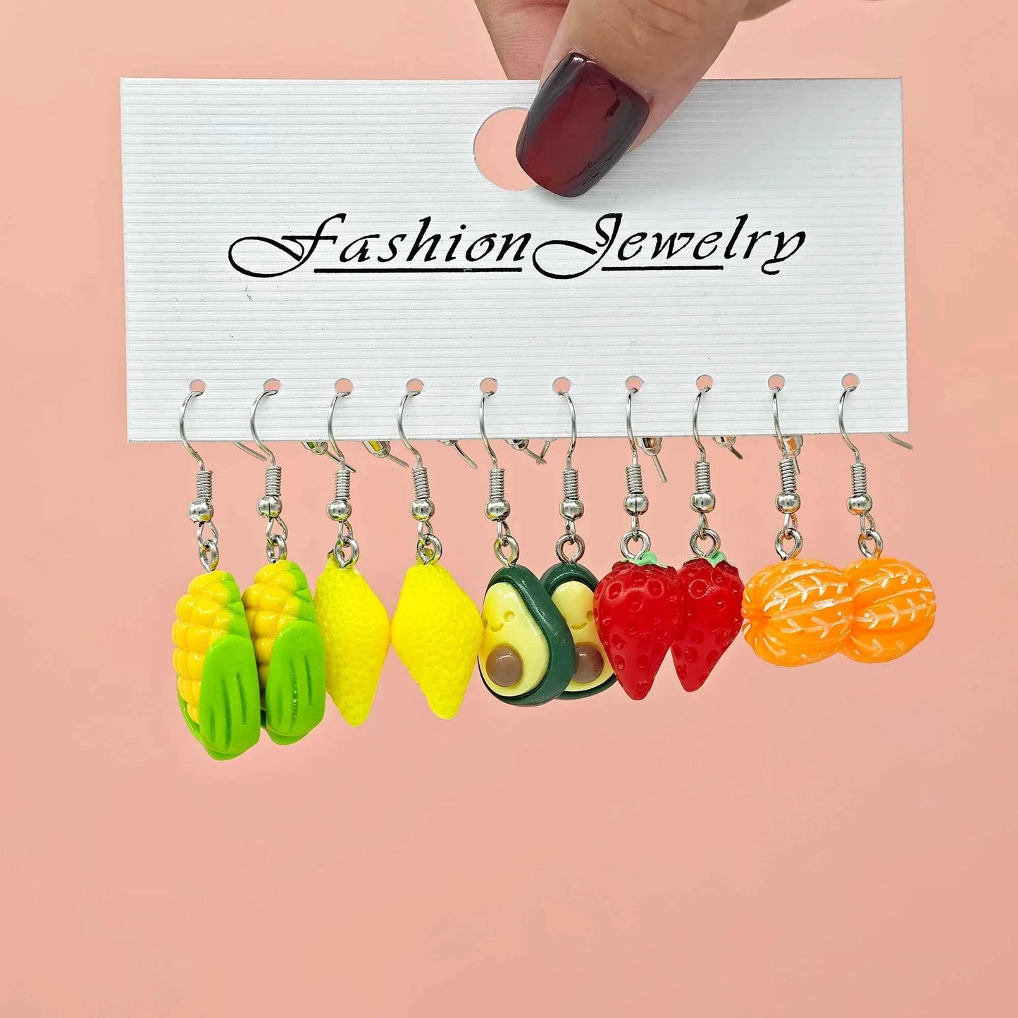 10/40pcs Fashionable earrings, personalized and fresh, simulated vegetable and fruit combination set, funny and fun earrings