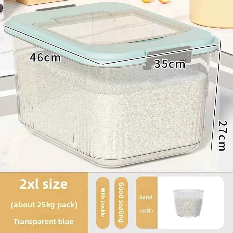 Kitchen Storage Box Rice Barrel Sealed Moisture Proof Bug Resistant Flour Tank Grain Storage Container Home Organization Bin