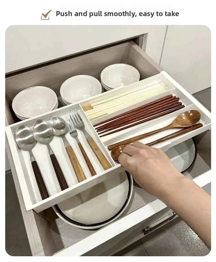 Silverware Drawer Organizer Expandable Cutlery Organizer Utensil Tray for Kitchen Adjustable Flatware Tray Cutlery Holder