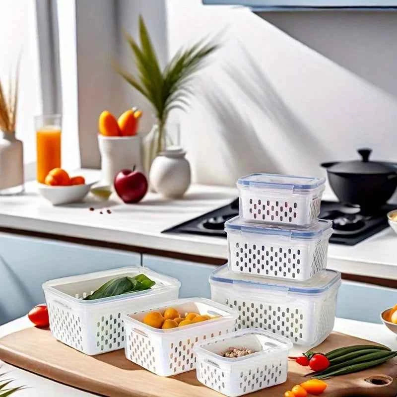 4pcs/Set Leak-Proof Food Storage Containers-Airtight, Stackable Meal Prep Boxes-Suitable for Fruits, Vegetables, Meat & Grains