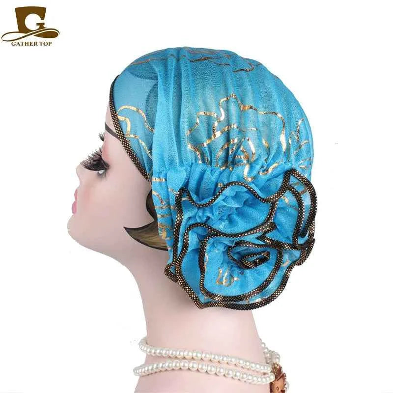 Spring Large Flower Turban – Women’s Jacquard Lace Headwrap & Muslim Headwear