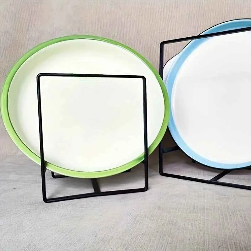 1pc Sleek Metal Dish Rack Set, Space-Saving Tiered Shelf Organizer, Plate & Utensil Holder, Pull-Out Design, Kitchen Storage