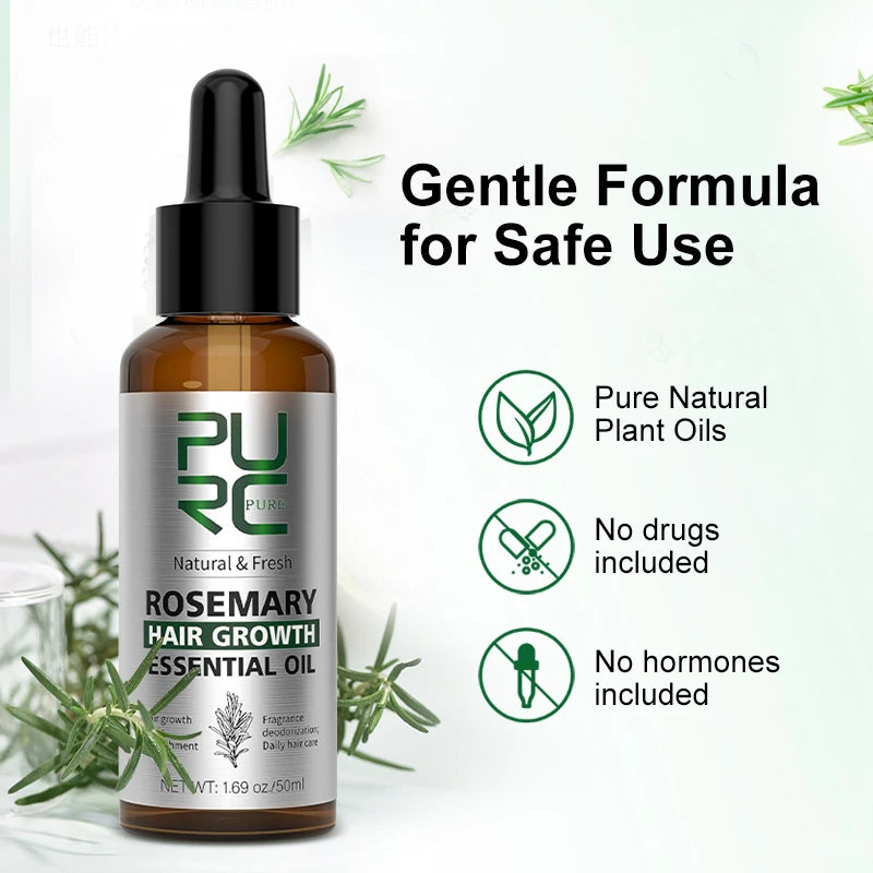 PURC Rosemary Oil Hair Growth Products for Man Women Ginger Anti Hair Loss Fast Regrowth Thicken Oils Scalp Treatment Hair Care - NamafadStore