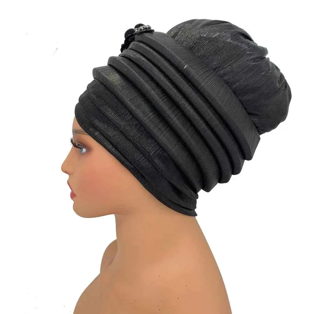 Already Made Wedding Geles Female Head Wraps with Diamond Flower 2024 New African Women's Turban Cap Nigeria Auto Gele Headtie