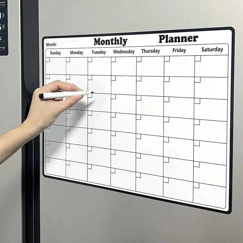 Magnetic Dry Erase Calendar Whiteboard Stickers with Weekly/Monthly Study Organizer Versatile Monthly Planner for Refrigerator