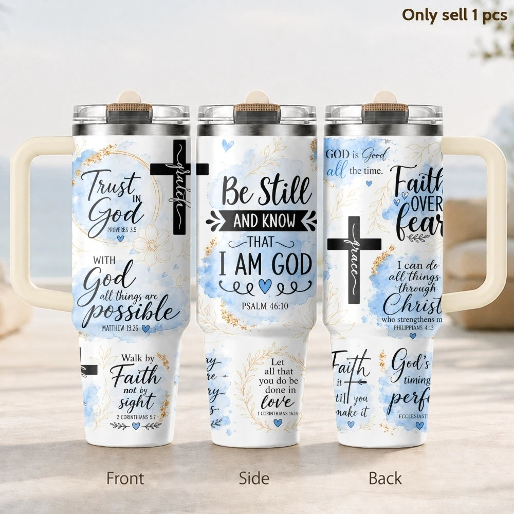 40oz Faith Affirmations Tumbler – Christian Insulated Stainless Steel Travel Mug