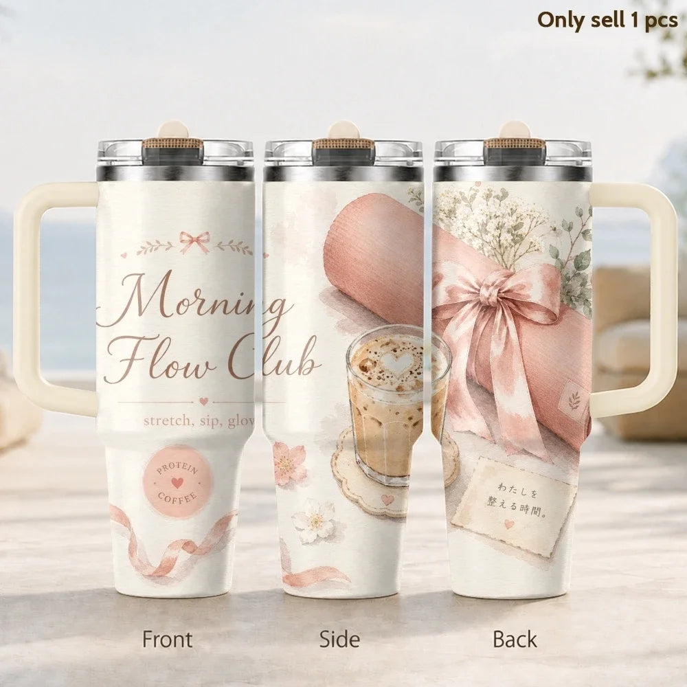 40oz Yoga & Coffee Tumbler – Insulated Stainless Steel Fitness Travel Mug