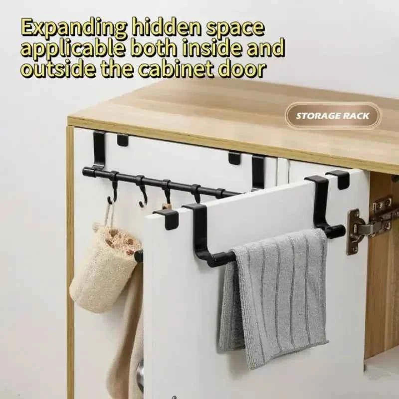 1/2pcs Wall-Mounted Kitchen Cabinet Towel Rack - Space-Saving Dishcloth Holder for Home and Bathroom No Drilling Require