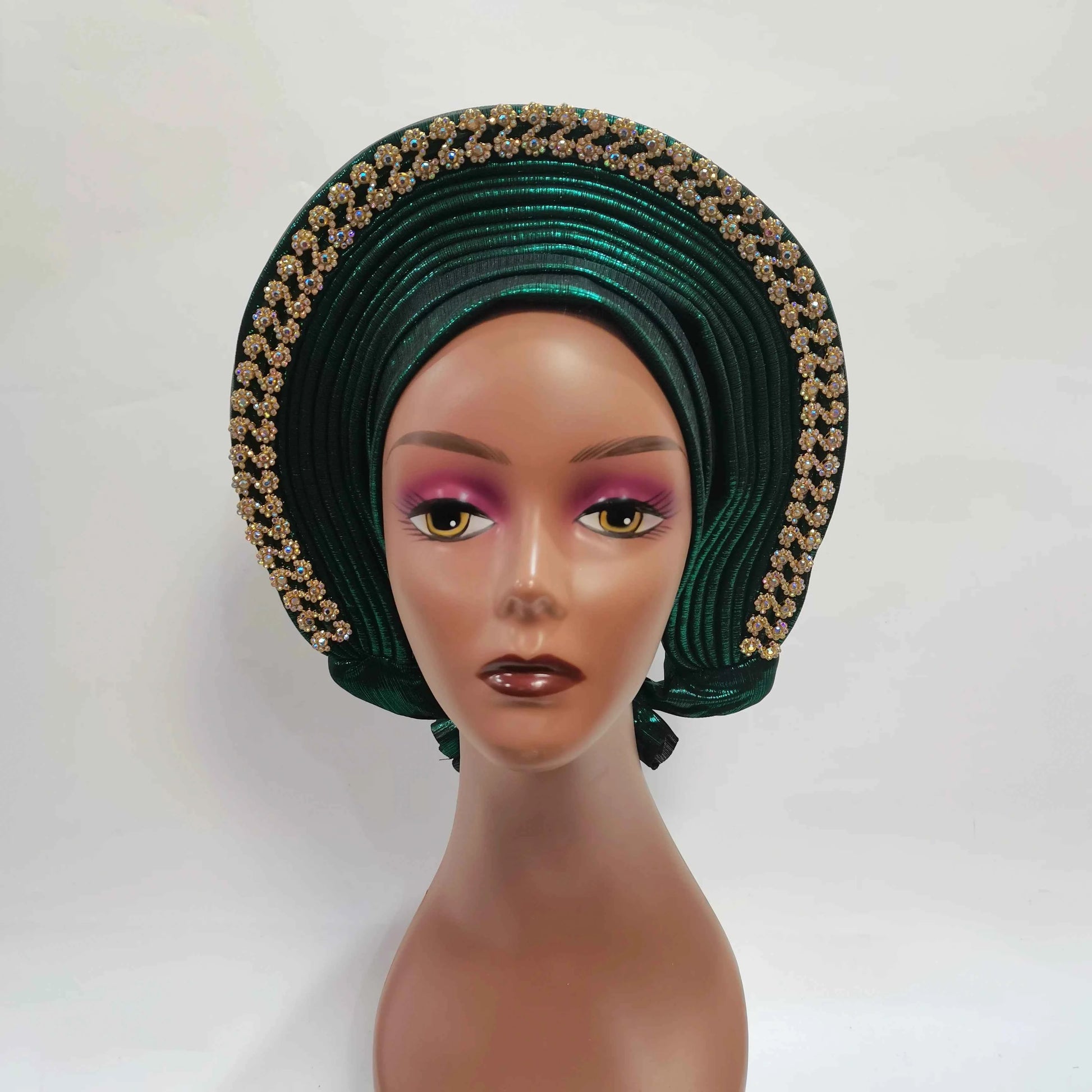 Nice African Turban Cap Plain Colors On Top Ready to Wear Nigeria Head Wrap Women Cap Nigerian Auto Hat Already Made 1 Pcs/pack