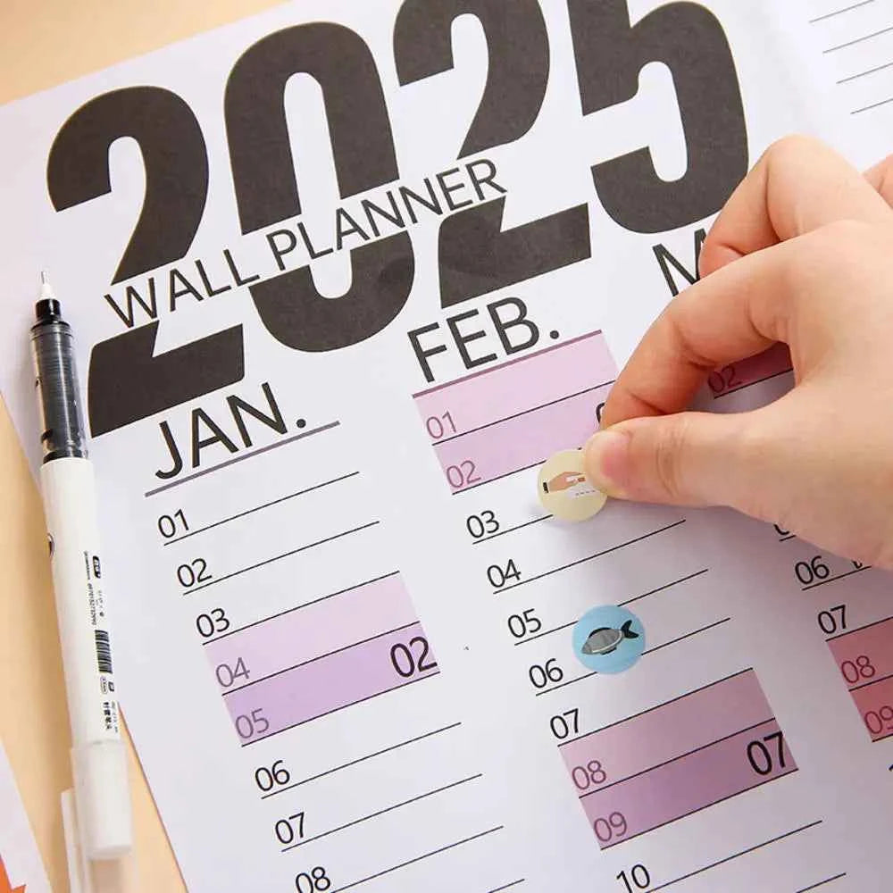 Large 2025 Schedules Calendar Planner Monthly Paper Weekly Planning Notepad Notebook Agenda Wall Calendar 365 Day Plan Hanging