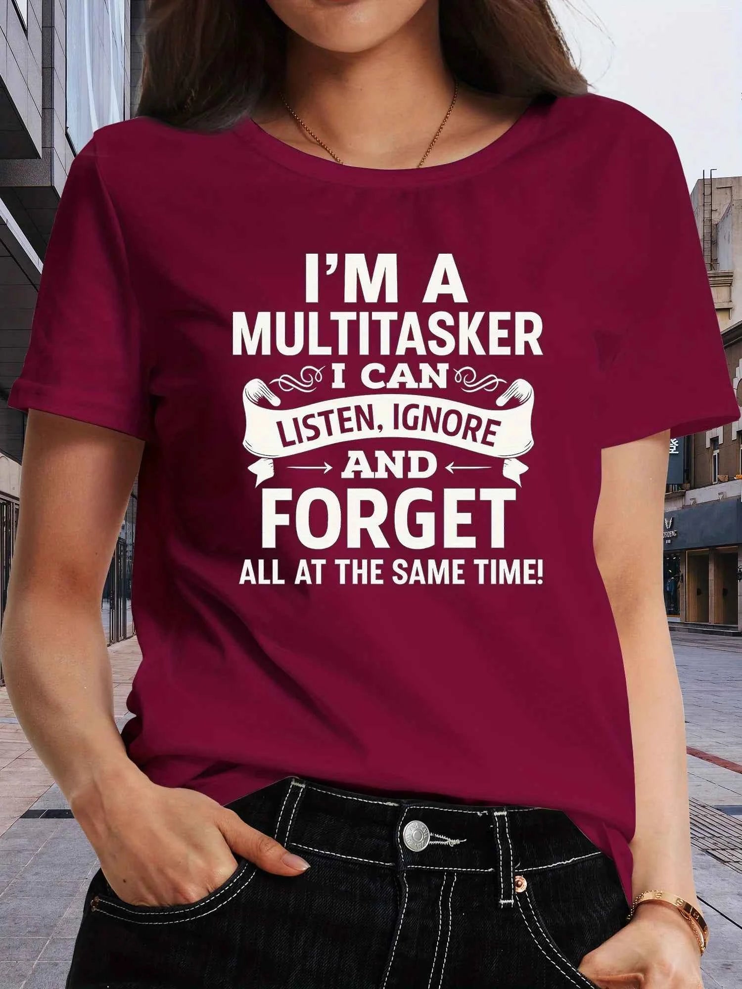 I'm A Multitasker Women's Tee, Funny Sarcastic Quote Black Top