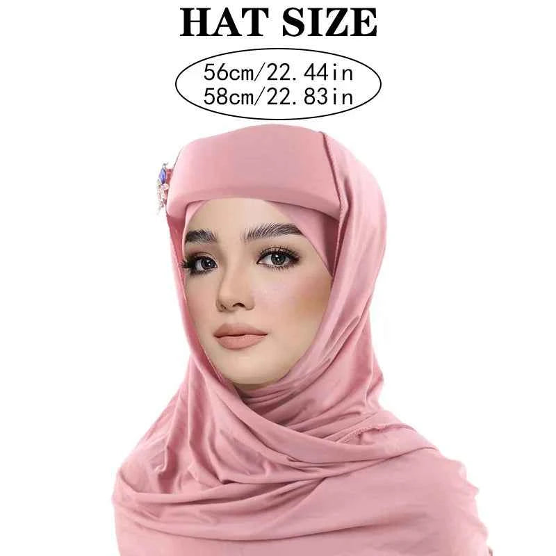 Sponge Turban Cap With Brooch Long Scarf Women Muslim Hijab Hat African Auto Gele Headtie Nigeria Wedding Headwear Headscarf