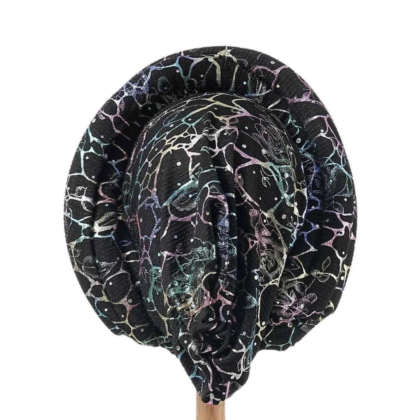 Women’s Bonnet Turban Cap – Folded Bud Headscarf with Wrinkle Lace Edge, Casual & Versatile Cross Hat