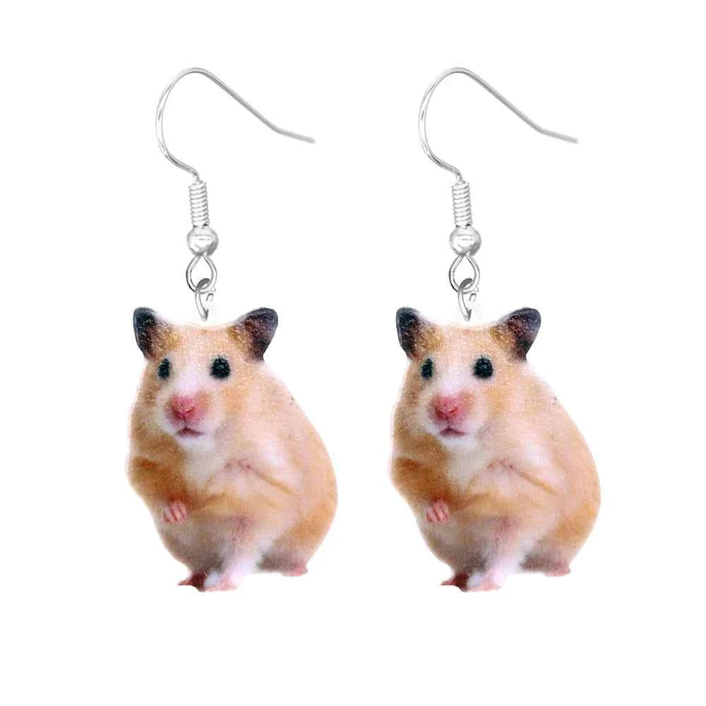 Animal earrings made of acrylic, cute and funny Hummingbird, goldfish, squirrel, parrot, owl, rooster, frog