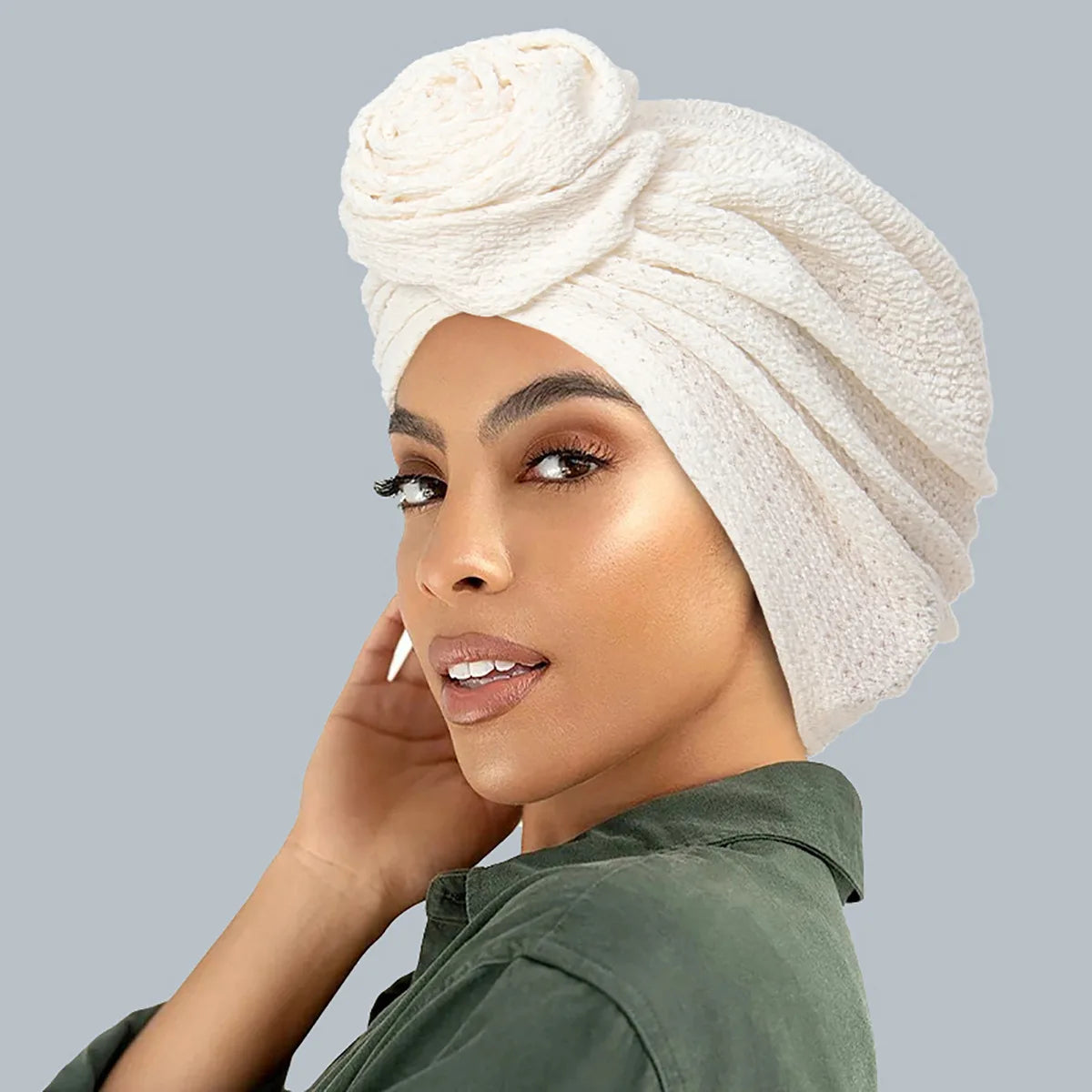 New African Print Turban Beanie for Women - Flower Beanie, Muslim Hijab, Head Wrap, and Hair Loss Bandana
