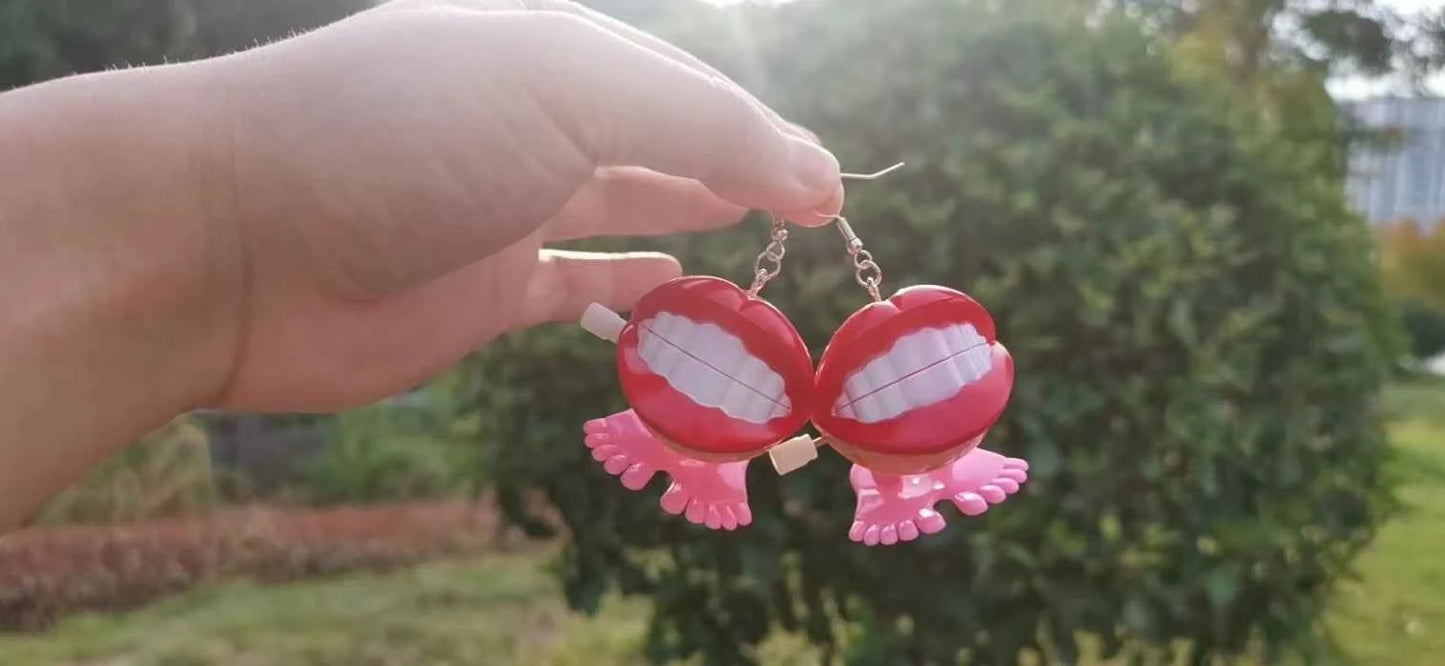 Wind-up Teeth Earrings women 2022 trending Quirky Earrings Handmade Edgy Toy Kidcore Fun Dangle y2k