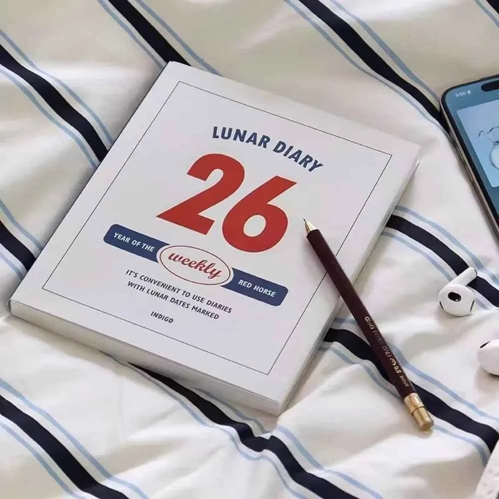 2026 Schedule Life Planner Book Retro Minimalist Student Study Diary Planner Hardcover PVC Journal Notebook Weekly Layouts