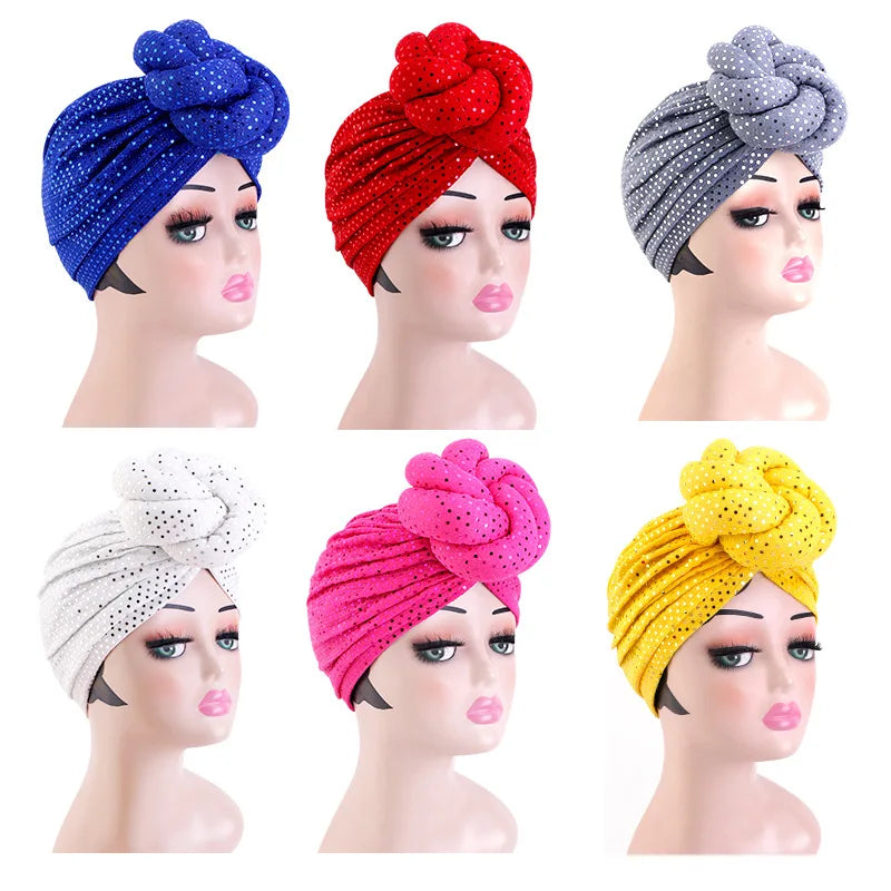 New African Women Print Turban Flower Beanies Bonnet Muslim Hijab Headscarf Hair Loss Head Wrap Bandanas Headband Turbante Mujer - NamafadStore