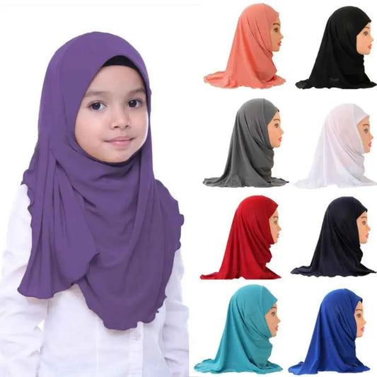 50cm Children’s Hijabs – Soft & Stretchy Muslim Girls’ Headscarf for Ages 2–7