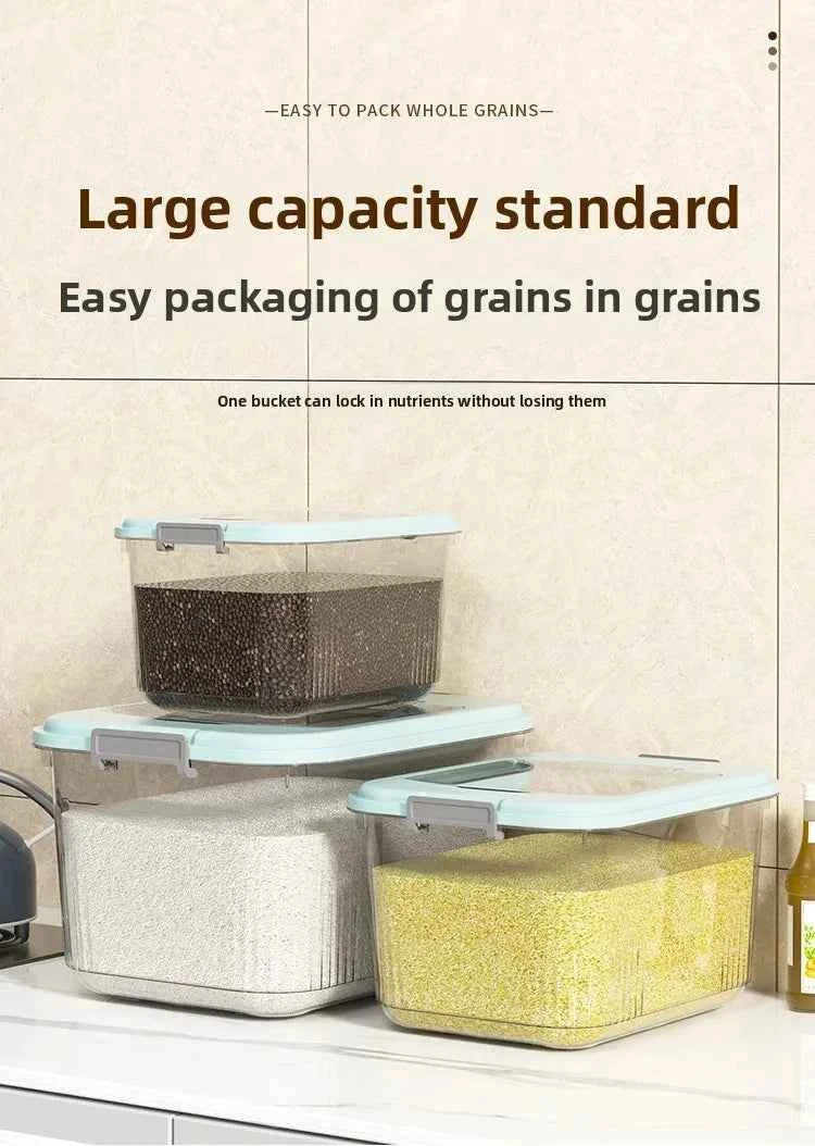 Kitchen Storage Box Rice Barrel Sealed Moisture Proof Bug Resistant Flour Tank Grain Storage Container Home Organization Bin