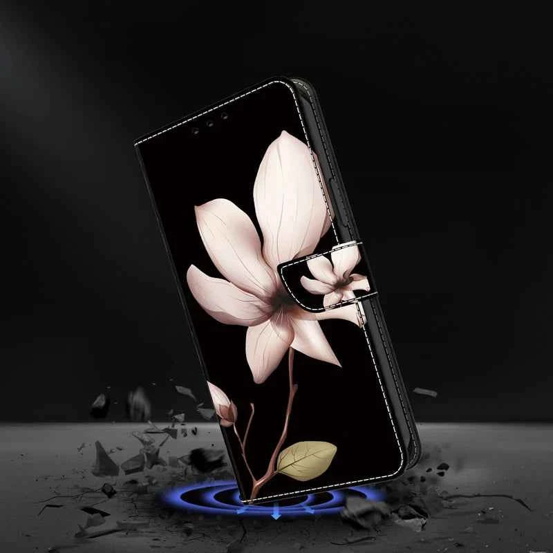 Flip Leather Case For iPhone 6 7 8 X XS XR 11 12 13 14 15 Mini Pro Max 3D Flower pattern Painted Wallet Phone iPhone15 14 Plus