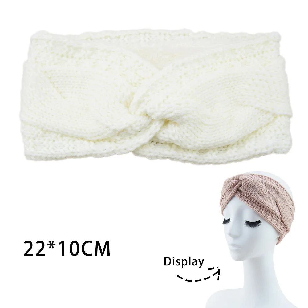 Winter Knitted Headbands for Women Warm Woolen Knitting Ear Warmer Cross Knot Turban Headwear Girls Hair Band Hair Accessories - NamafadStore
