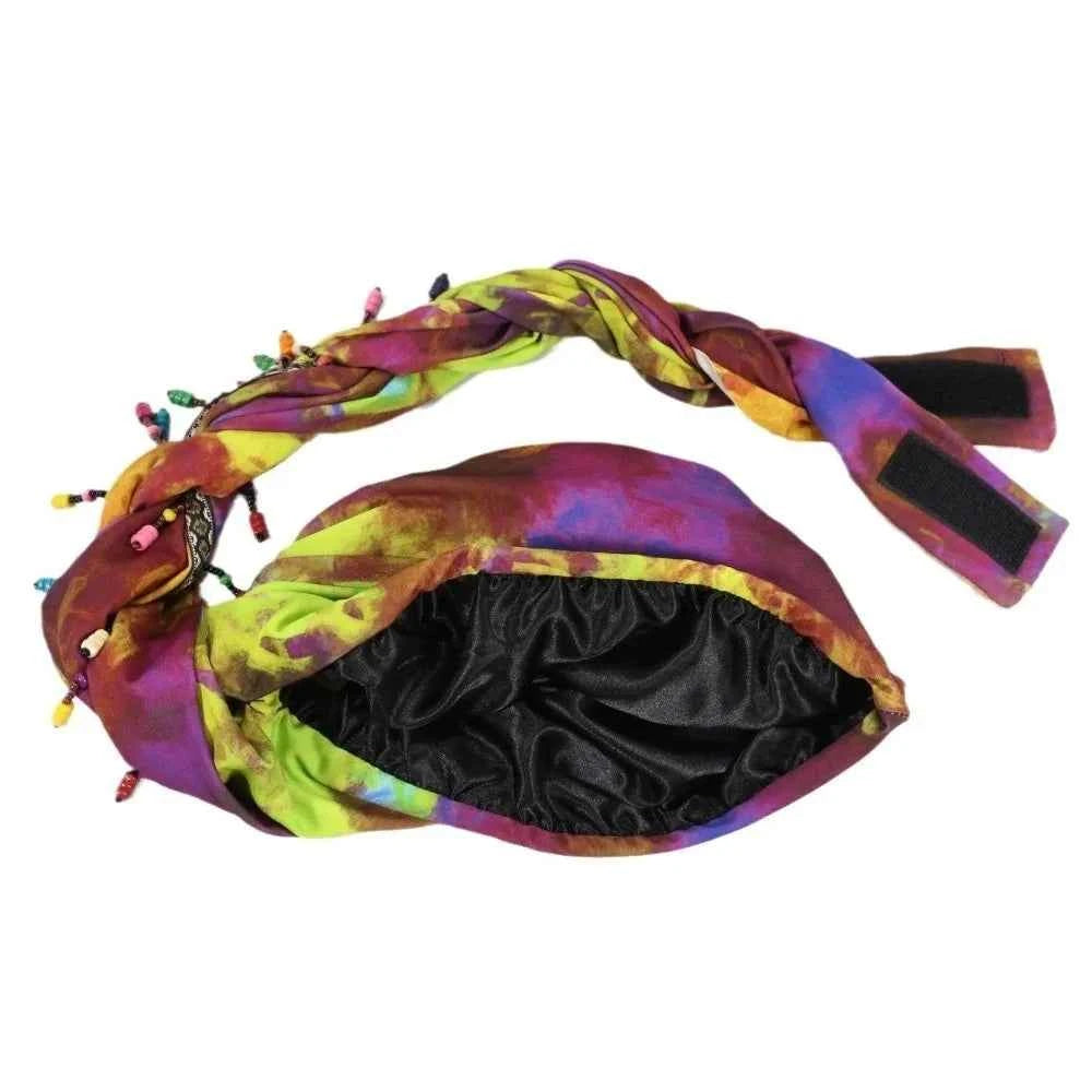 Bonnet Hat Elastic Colorful Beaded Headscarf Breathable Hijab Pre-tie Head Wraps Dome Indian Style Jacquard Pullover Cap Gifts
