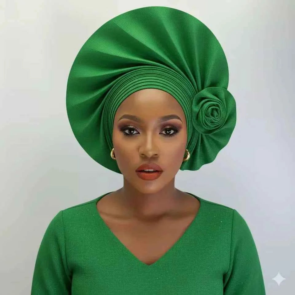 New African Headtie Turban – Auto Gele Head Wrap for Women’s Weddings & Parties