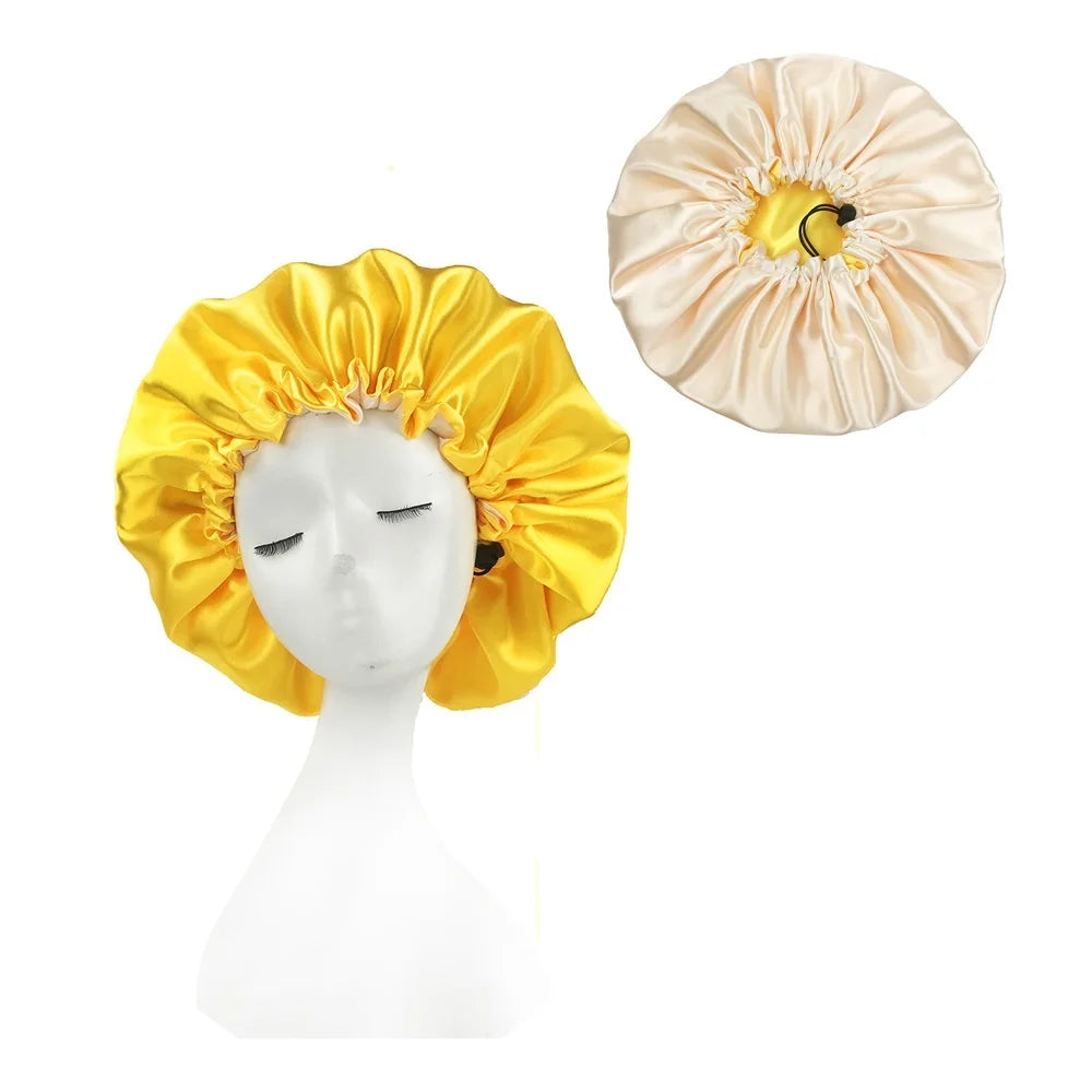 New Big Print Ankara Women Satin Bonnet Head Cover Silky Satin Elastic Sleep Cap Ladies Head Wrap Hat Hair Accessories Fashion - NamafadStore