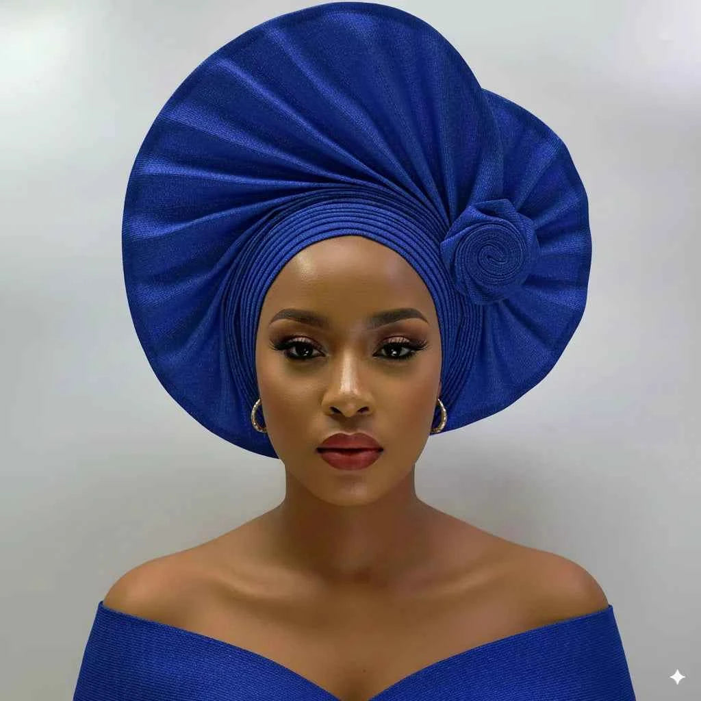 Already Made Headtie Pink African Headtie Gele Headwear for Wedding , Nigerian Braid Turbans Wraps,